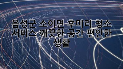 음성군 소이면 후미리 청소 서비스: 깨끗한 공간, 편안한 생활