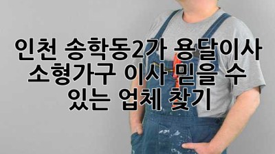 인천 송학동2가 용달이사: 소형가구 이사, 믿을 수 있는 업체 찾기